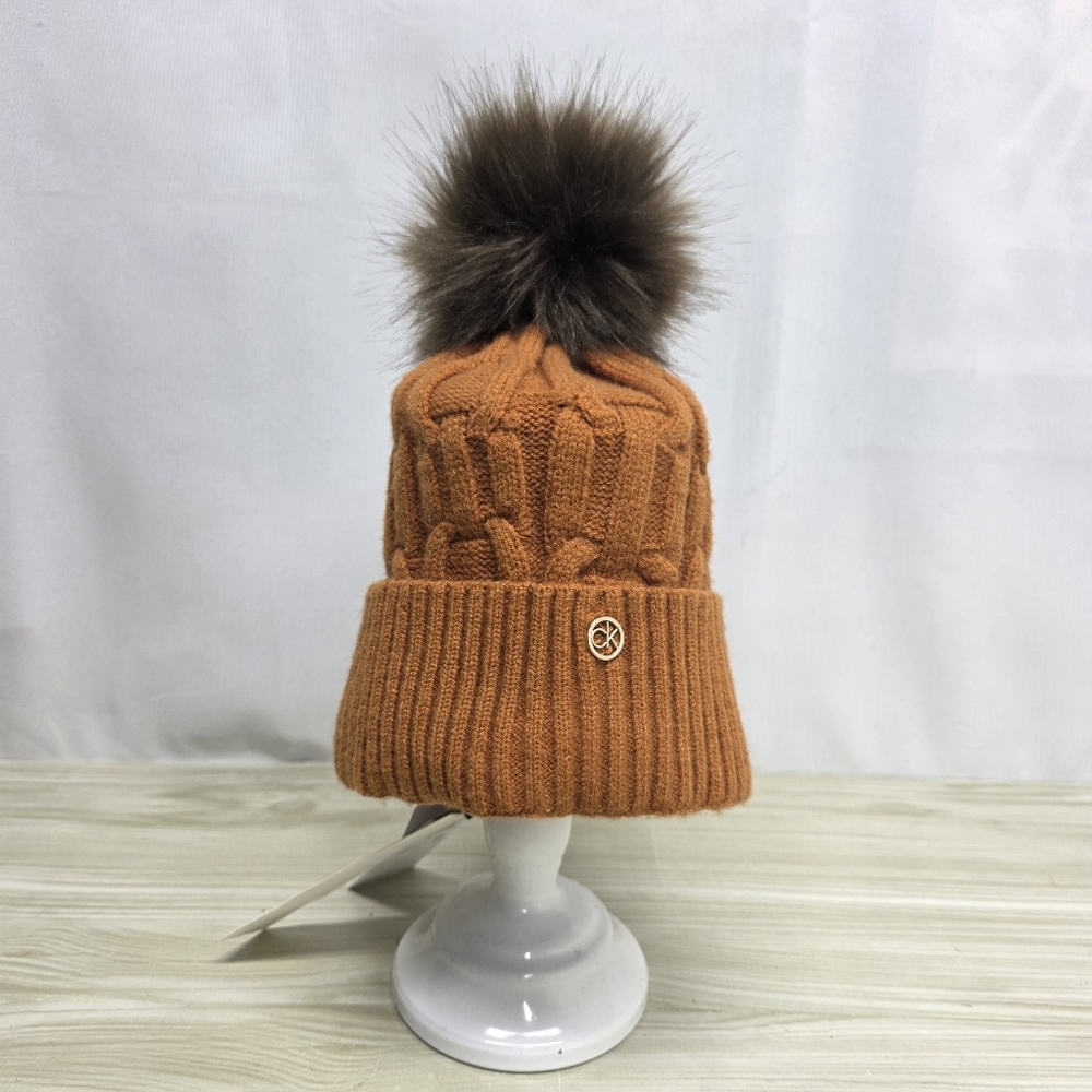 3/$15 Calvin Klein Ribbed Faux-Fur Pom Pom Beanie NWT